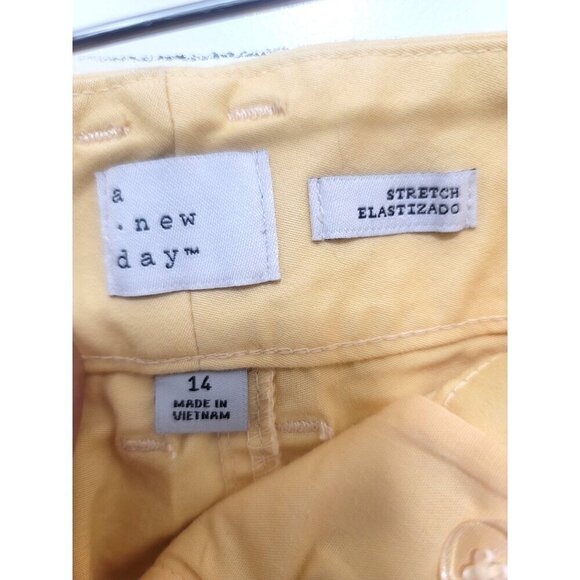 A New Day Yellow Chino Women's Trousers With Zip & Hook Closure Size 14 - Picture 9 of 10